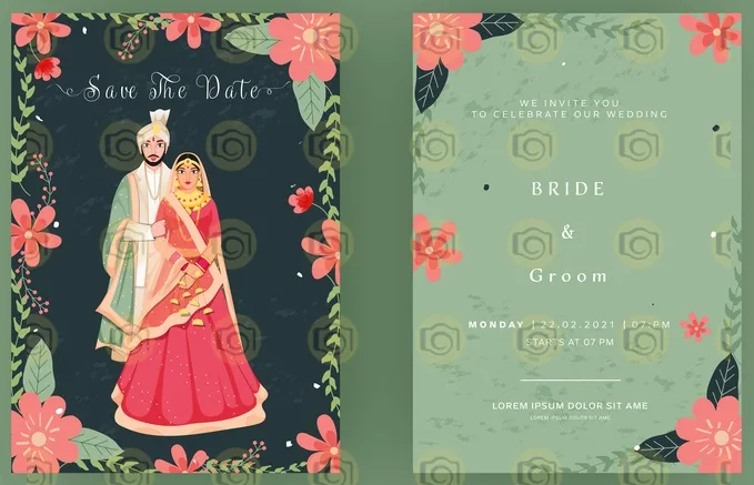 Indian Wedding Invitation Card Featuring An Intricate Floral Design In Vibrant Colors